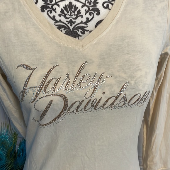Womens  Harley  Davidson, color block bling, canvas, shirt, small - Picture 6 of 8